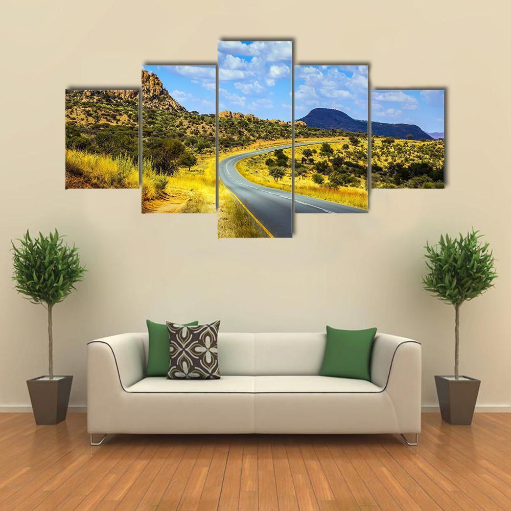 Asphalt Road In Namibia Canvas Wall Art-5 Star-Gallery Wrap-62" x 32"-Tiaracle