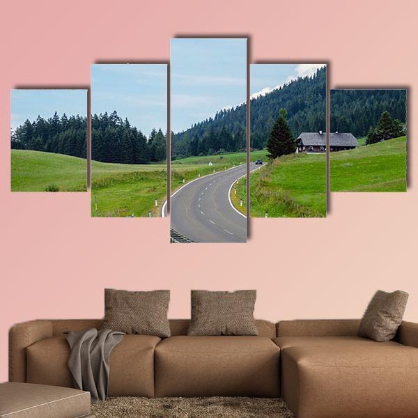 Asphalt Mountain Road Canvas Wall Art-5 Star-Gallery Wrap-62" x 32"-Tiaracle