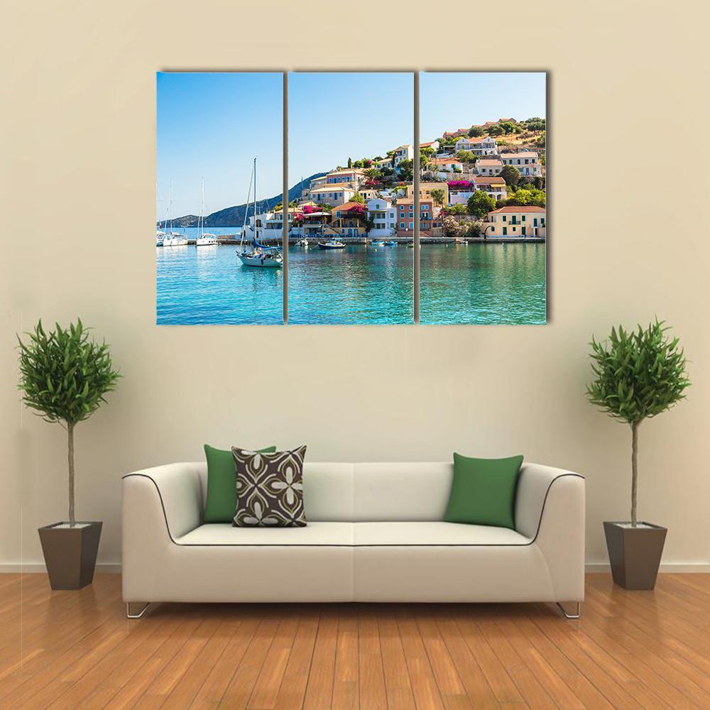 Greek Islands Cityscape Canvas Wall Art-3 Horizontal-Gallery Wrap-37" x 24"-Tiaracle