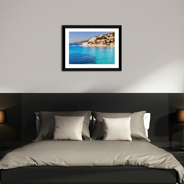 Assos Village Kefalonia Canvas Wall Art-3 Horizontal-Gallery Wrap-25" x 16"-Tiaracle