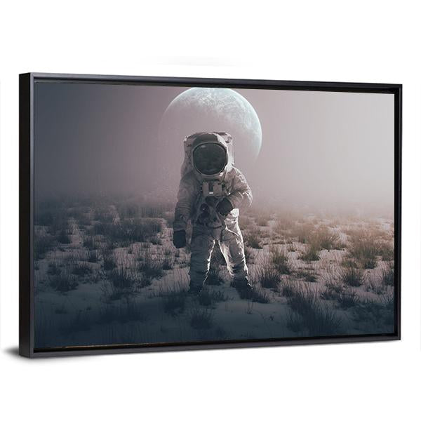 Astronaut In Alien World Canvas Wall Art-3 Horizontal-Gallery Wrap-25" x 16"-Tiaracle
