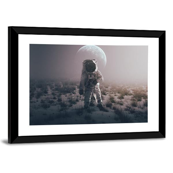 Astronaut In Alien World Canvas Wall Art-3 Horizontal-Gallery Wrap-25" x 16"-Tiaracle