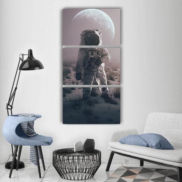 Astronaut In Alien World Vertical Canvas Wall Art-3 Vertical-Gallery Wrap-12" x 25"-Tiaracle