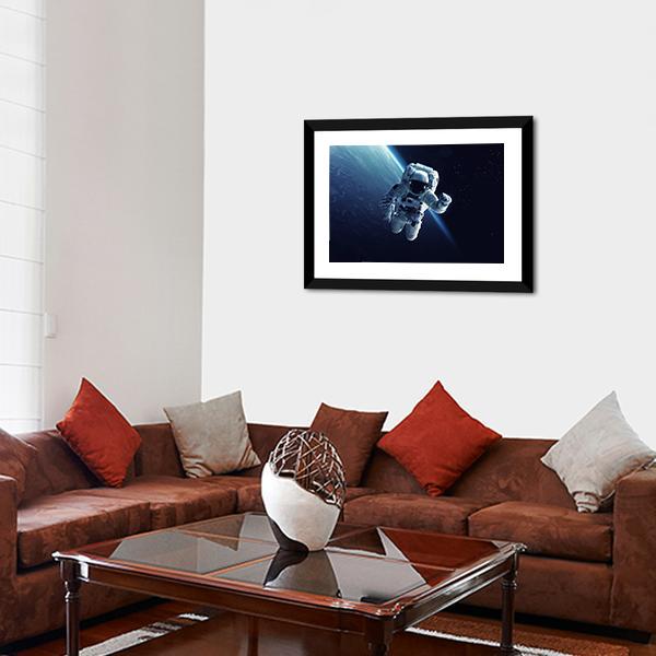 Astronaut In Space Canvas Wall Art-3 Horizontal-Gallery Wrap-25" x 16"-Tiaracle