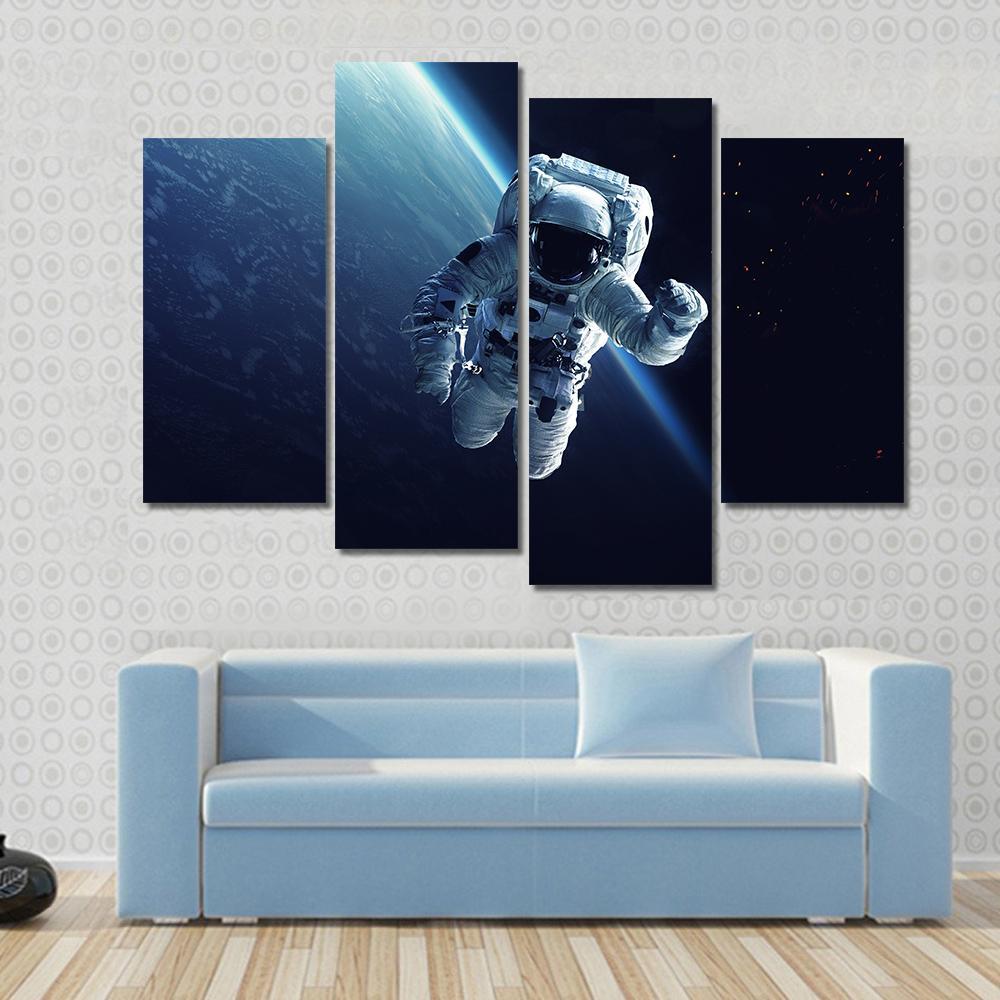 Astronaut In Space Canvas Wall Art-4 Pop-Gallery Wrap-50" x 32"-Tiaracle