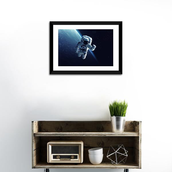 Astronaut In Space Panoramic Canvas Wall Art-1 Piece-36" x 12"-Tiaracle