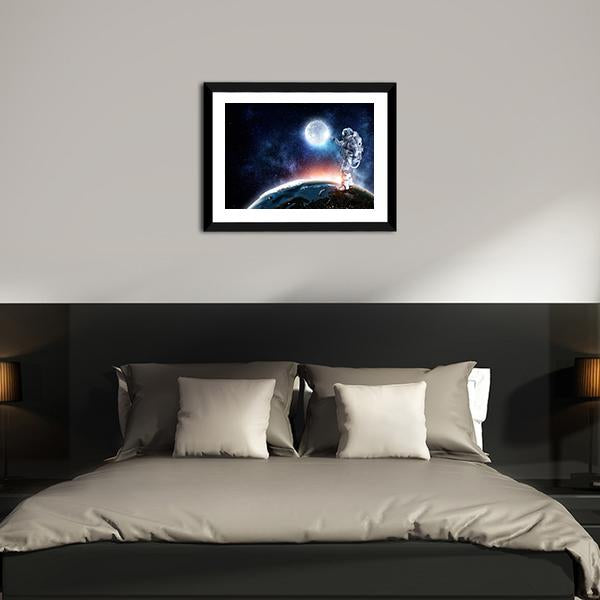 Astronaut On The Planet Panoramic Canvas Wall Art-1 Piece-36" x 12"-Tiaracle