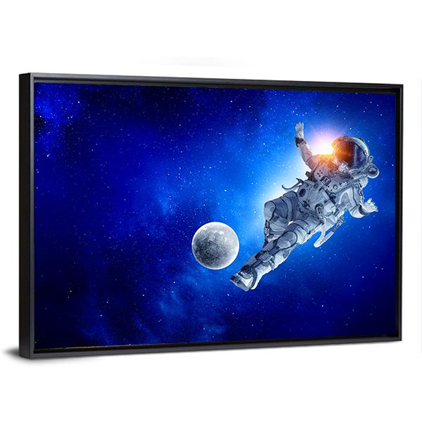 Astronaut Play Soccer Game Canvas Wall Art-5 Horizontal-Gallery Wrap-22" x 12"-Tiaracle
