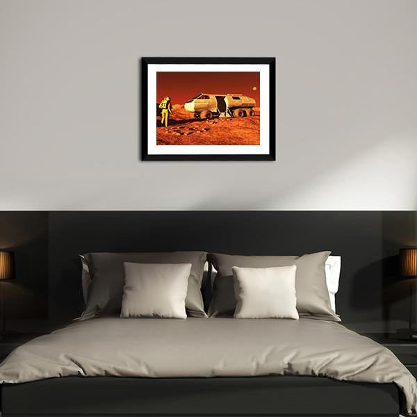 Astronauts & Mars Rover Panoramic Canvas Wall Art-1 Piece-36" x 12"-Tiaracle