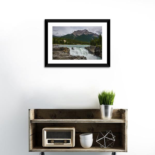 Athabasca Falls In Jasper National Park Canvas Wall Art-1 Piece-Framed Print-20" x 16"-Tiaracle