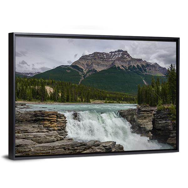 Athabasca Falls In Jasper National Park Canvas Wall Art-3 Horizontal-Gallery Wrap-25" x 16"-Tiaracle