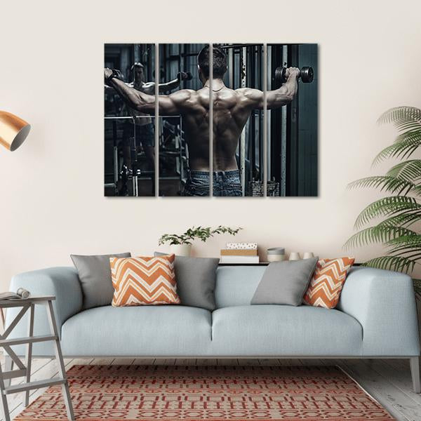 Athlete In Old Rusty Gym Canvas Wall Art-4 Horizontal-Gallery Wrap-34" x 24"-Tiaracle