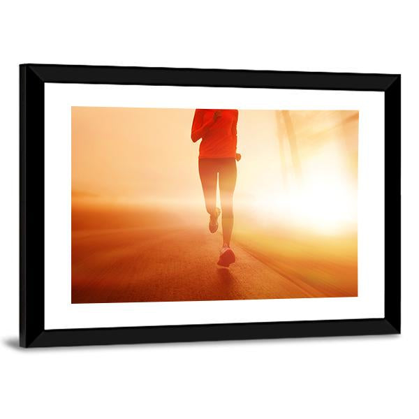 Athlete Running On Road Canvas Wall Art-3 Horizontal-Gallery Wrap-25" x 16"-Tiaracle