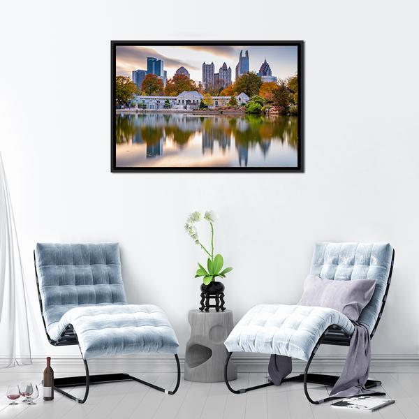 Atlanta Autumn Skyline Canvas Wall Art-5 Horizontal-Gallery Wrap-22" x 12"-Tiaracle