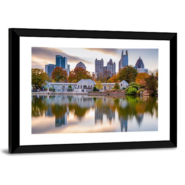 Atlanta Autumn Skyline Canvas Wall Art-3 Horizontal-Gallery Wrap-25" x 16"-Tiaracle