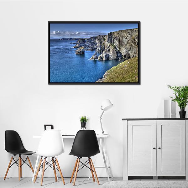 Atlantic Coast Cliffs Canvas Wall Art-1 Piece-Floating Frame-24" x 16"-Tiaracle