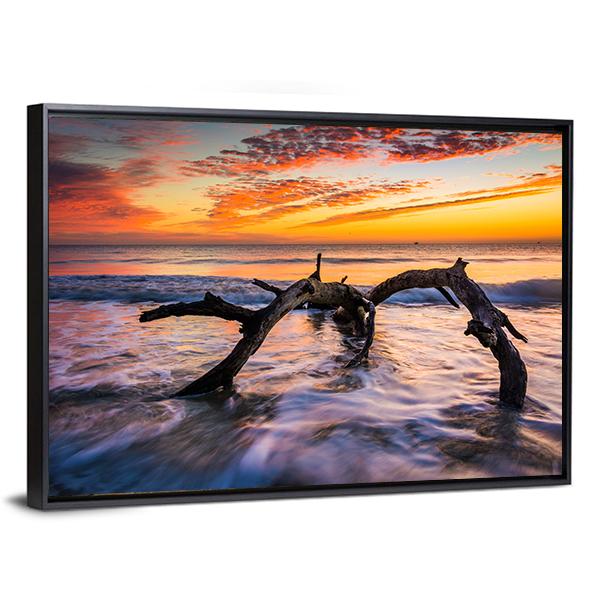 Atlantic Ocean At Sunrise Canvas Wall Art-3 Horizontal-Gallery Wrap-25" x 16"-Tiaracle