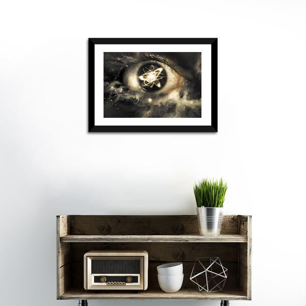 Atomic Particle Reflection In Pupil Canvas Wall Art-1 Piece-Framed Print-20" x 16"-Tiaracle