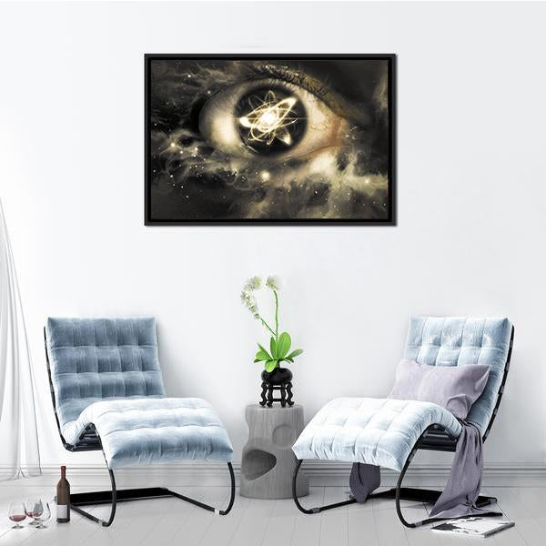 Atomic Particle Reflection In Pupil Canvas Wall Art-3 Horizontal-Gallery Wrap-25" x 16"-Tiaracle