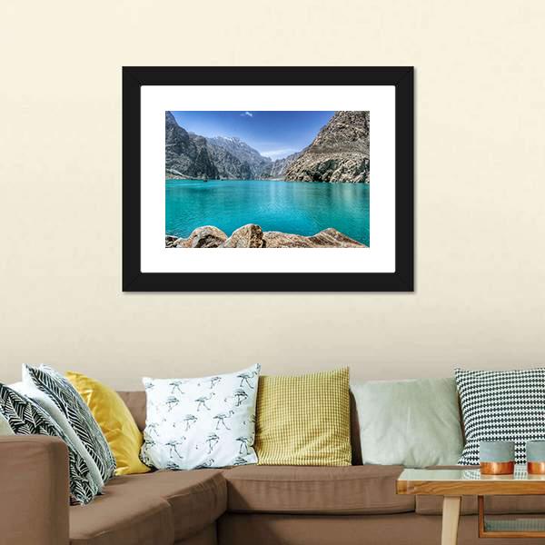 Attabad Lake In Pakistan Canvas Wall Art-5 Horizontal-Gallery Wrap-22" x 12"-Tiaracle