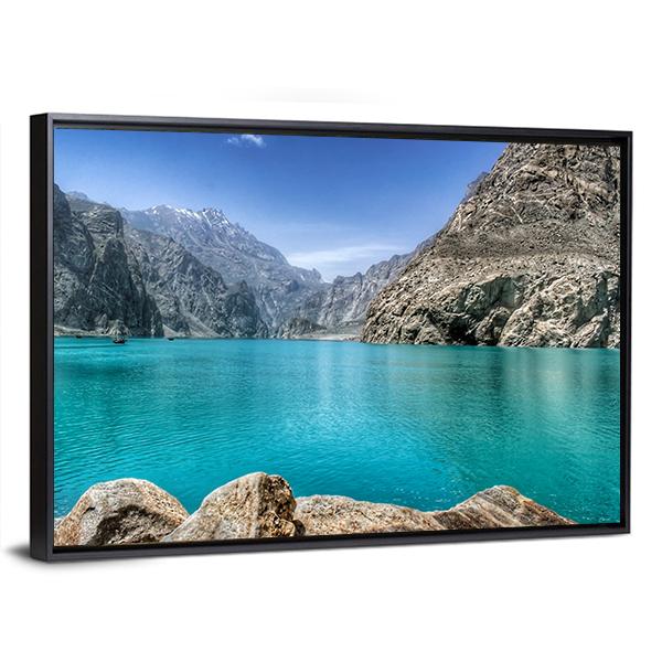 Attabad Lake In Pakistan Canvas Wall Art-5 Horizontal-Gallery Wrap-22" x 12"-Tiaracle