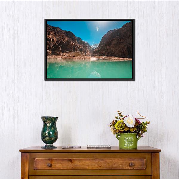 Attabad Lake Pakistan Canvas Wall Art-5 Horizontal-Gallery Wrap-22" x 12"-Tiaracle