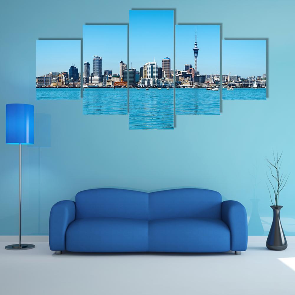 Auckland City Skyline Canvas Wall Art-5 Star-Gallery Wrap-62" x 32"-Tiaracle