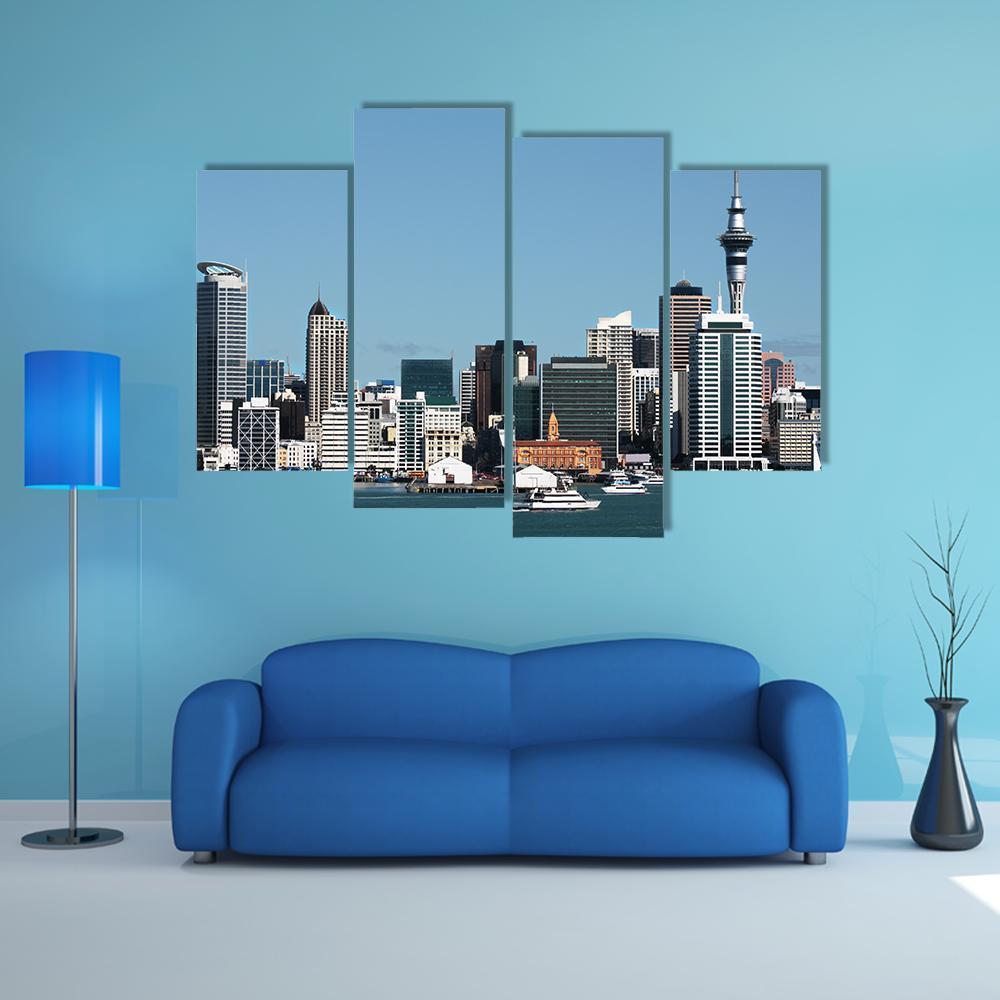Auckland City With Sky Tower Canvas Wall Art-4 Pop-Gallery Wrap-50" x 32"-Tiaracle