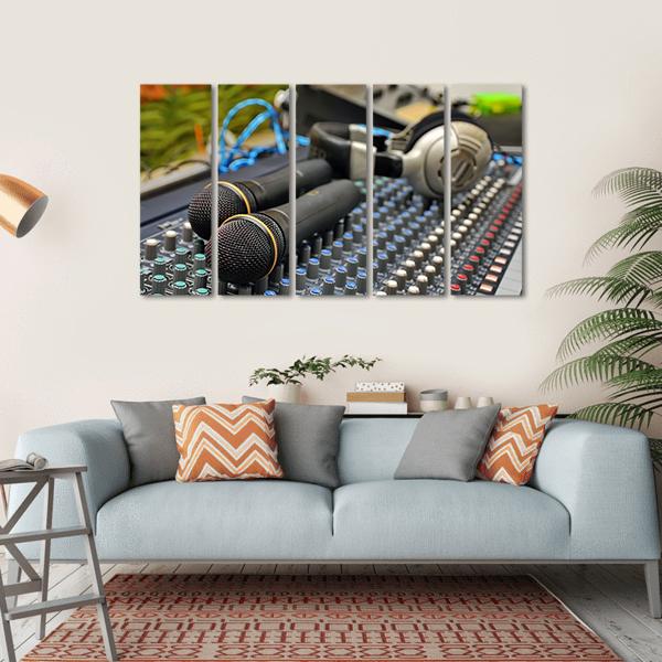Microphones & Sound Mixer Canvas Wall Art-5 Horizontal-Gallery Wrap-22" x 12"-Tiaracle