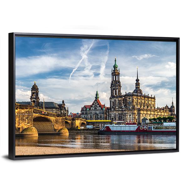 Augustus Bridge & Trinity Cathedral Canvas Wall Art-3 Horizontal-Gallery Wrap-25" x 16"-Tiaracle