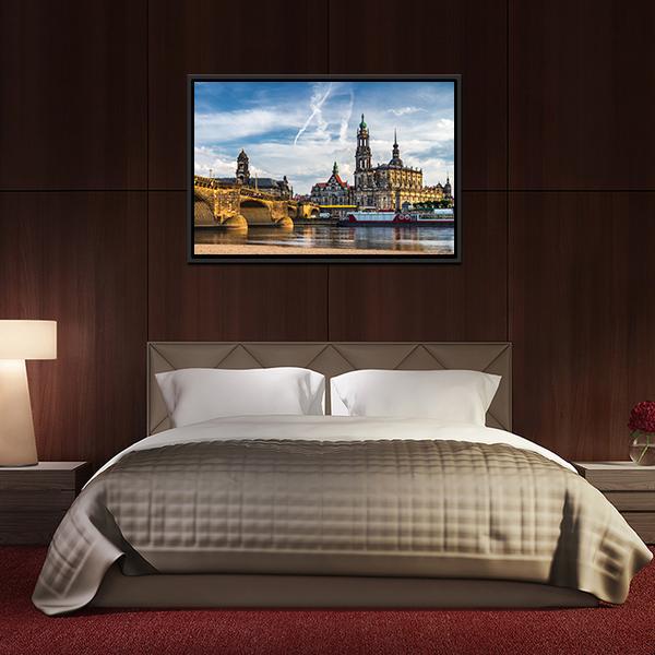 Augustus Bridge & Trinity Cathedral Canvas Wall Art-3 Horizontal-Gallery Wrap-25" x 16"-Tiaracle