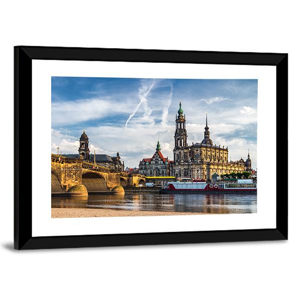 Augustus Bridge & Trinity Cathedral Canvas Wall Art-3 Horizontal-Gallery Wrap-25" x 16"-Tiaracle