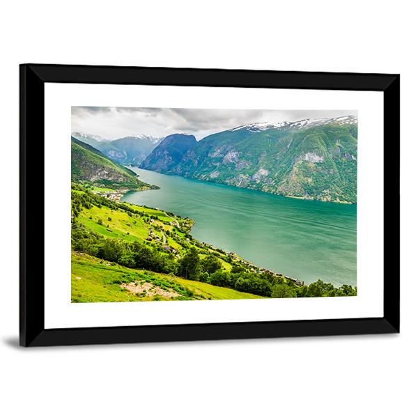 Aurland Valley & Fjords Panoramic Canvas Wall Art-1 Piece-36" x 12"-Tiaracle