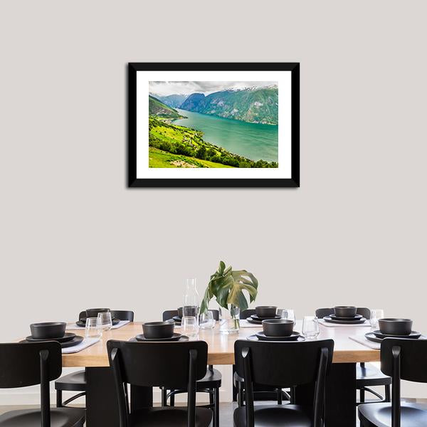 Aurland Valley & Fjords Panoramic Canvas Wall Art-1 Piece-36" x 12"-Tiaracle