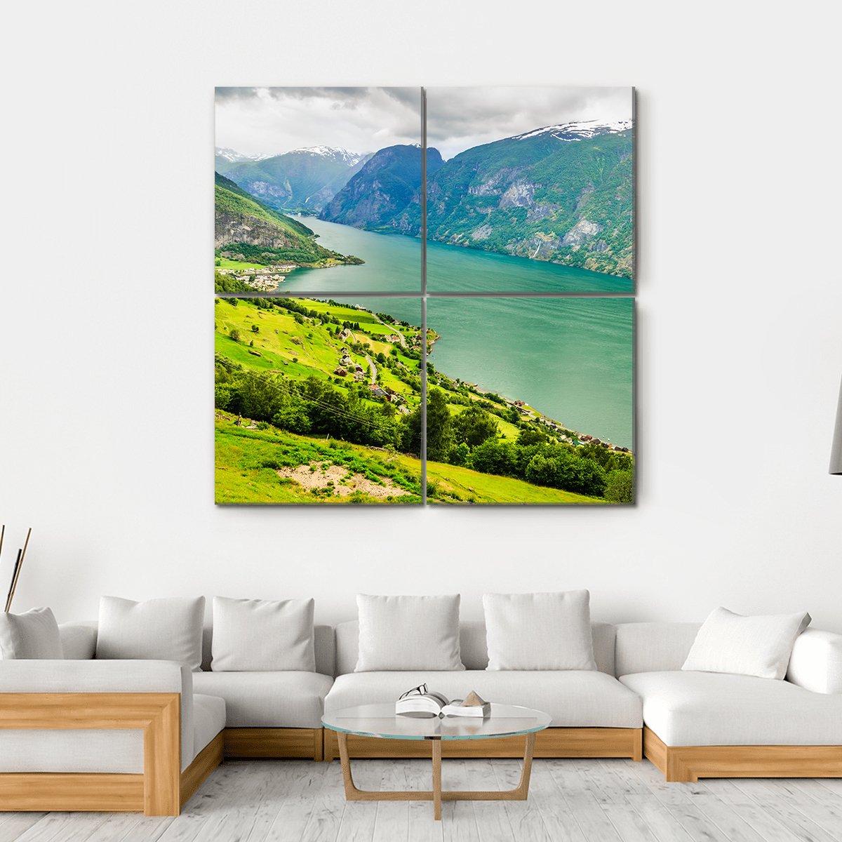 Aurland Valley & Fjords Canvas Wall Art-4 Square-Gallery Wrap-17" x 17"-Tiaracle