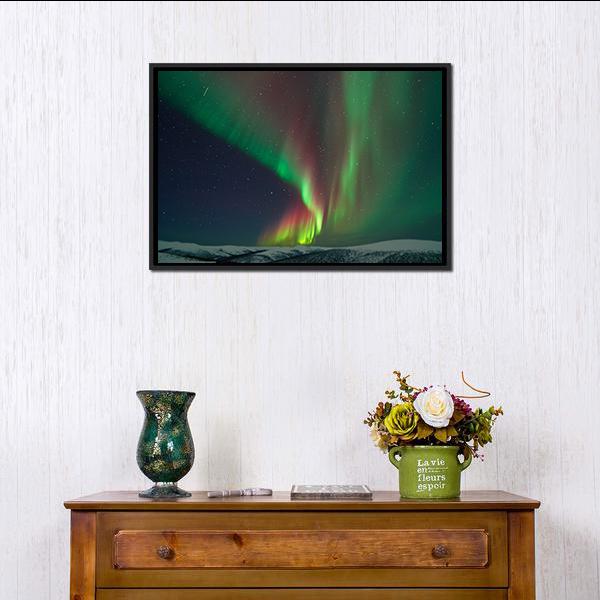 Aurora Borealis & Meteors Canvas Wall Art-5 Horizontal-Gallery Wrap-22" x 12"-Tiaracle