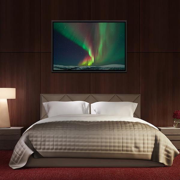 Aurora Borealis & Meteors Canvas Wall Art-5 Horizontal-Gallery Wrap-22" x 12"-Tiaracle