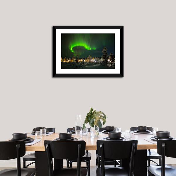 Aurora Borealis In Lapland Canvas Wall Art-3 Horizontal-Gallery Wrap-25" x 16"-Tiaracle