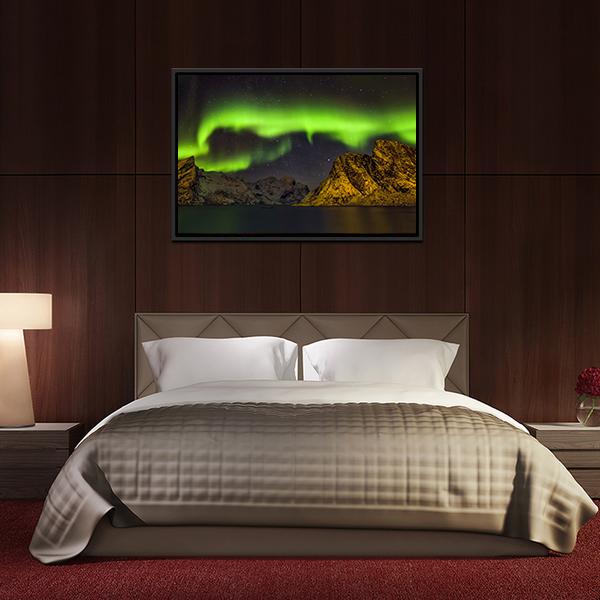 Aurora Borealis Lofoten Islands Canvas Wall Art-5 Horizontal-Gallery Wrap-22" x 12"-Tiaracle
