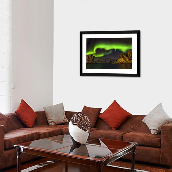 Aurora Borealis Lofoten Islands Canvas Wall Art-5 Horizontal-Gallery Wrap-22" x 12"-Tiaracle