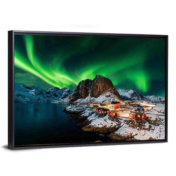 Aurora Borealis Over Harmony Norway Canvas Wall Art-5 Horizontal-Gallery Wrap-22" x 12"-Tiaracle