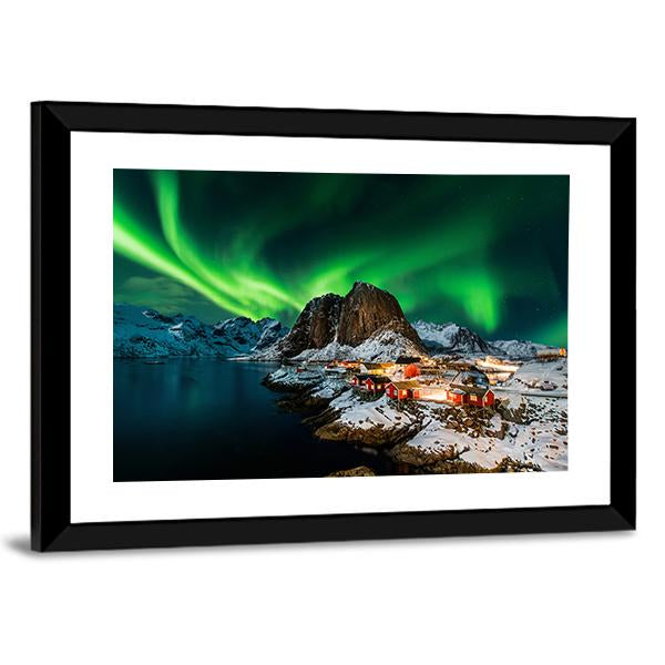Aurora Borealis Over Harmony Norway Canvas Wall Art-5 Horizontal-Gallery Wrap-22" x 12"-Tiaracle