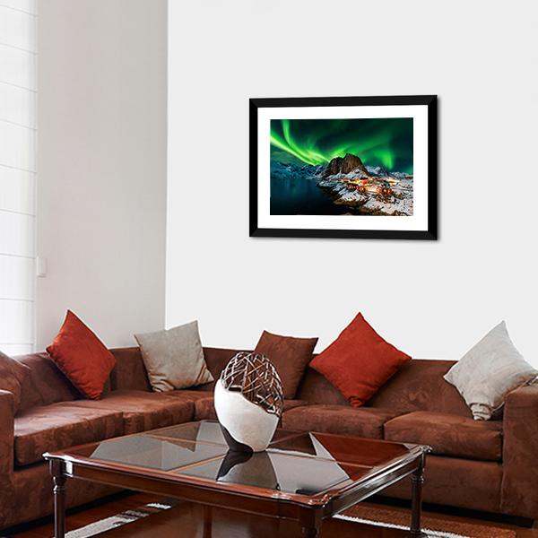 Aurora Borealis Over Harmony Norway Canvas Wall Art-5 Horizontal-Gallery Wrap-22" x 12"-Tiaracle