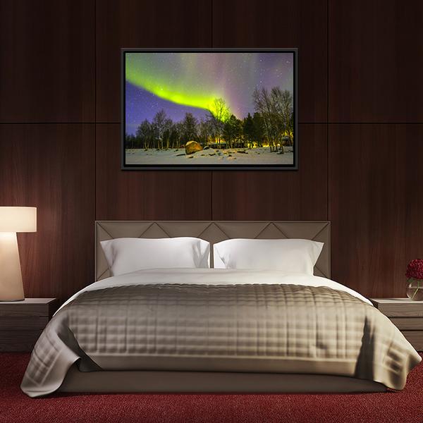 Aurora Borealis Over Snowscape Canvas Wall Art-5 Horizontal-Gallery Wrap-22" x 12"-Tiaracle