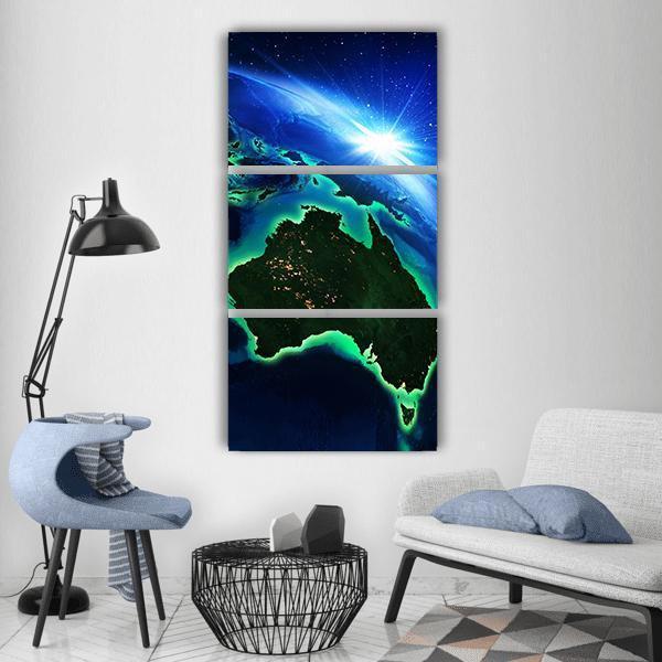 Australia & Indonesia From Space Vertical Canvas Wall Art-3 Vertical-Gallery Wrap-12" x 25"-Tiaracle
