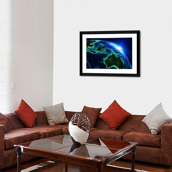 Australia & Indonesia From Space Canvas Wall Art-3 Horizontal-Gallery Wrap-25" x 16"-Tiaracle