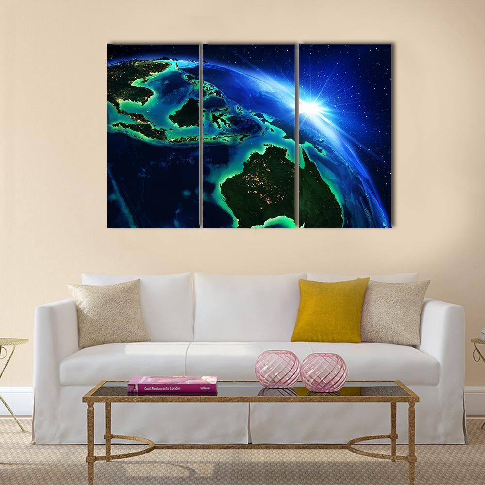 Australia & Indonesia From Space Canvas Wall Art-3 Horizontal-Gallery Wrap-37" x 24"-Tiaracle