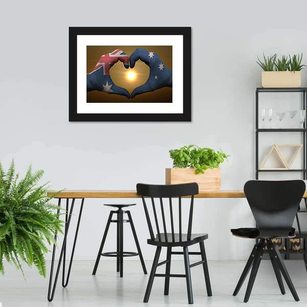 Australia Flag On Hands Canvas Wall Art-3 Horizontal-Gallery Wrap-25" x 16"-Tiaracle