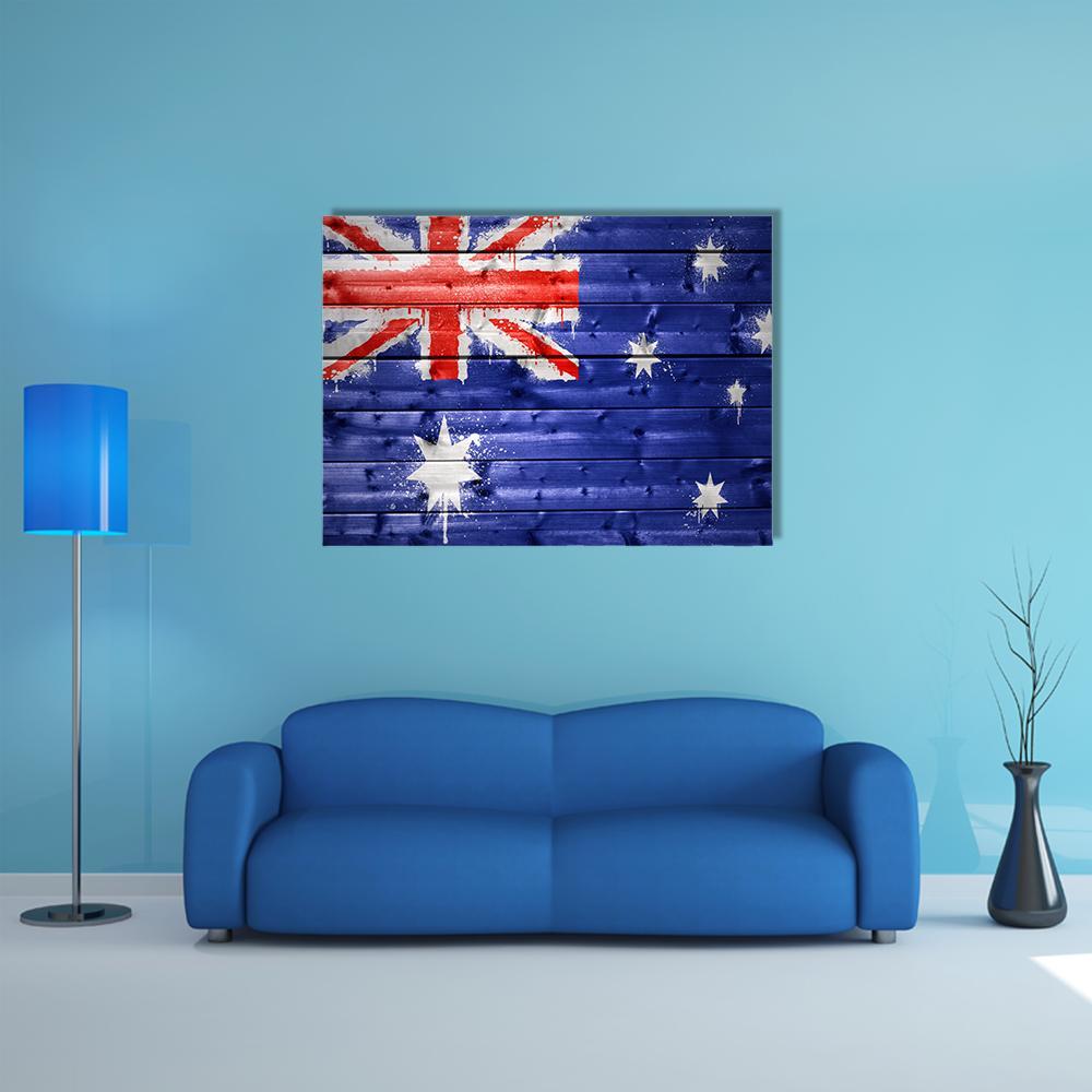 Australian Flag On A Wooden Texture Canvas Wall Art-1 Piece-Gallery Wrap-36" x 24"-Tiaracle