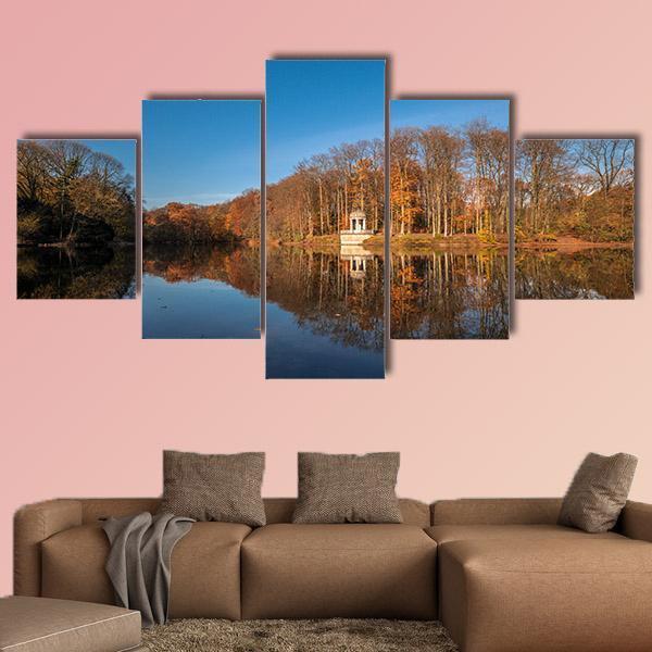 Deuss Temple In Autumn Canvas Wall Art-5 Star-Gallery Wrap-62" x 32"-Tiaracle